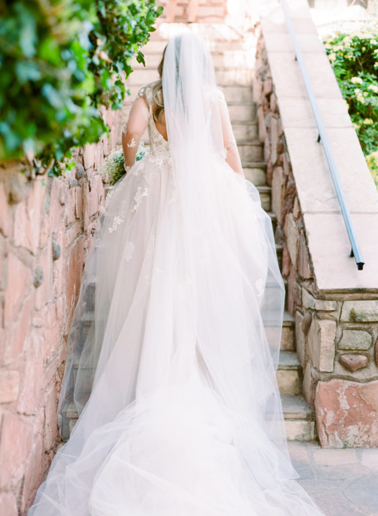 L'Auberge De Sedona Wedding -Back of the wedding dress and vail
