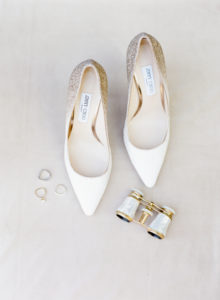 Jimmy Choo gold and white wedding shoes