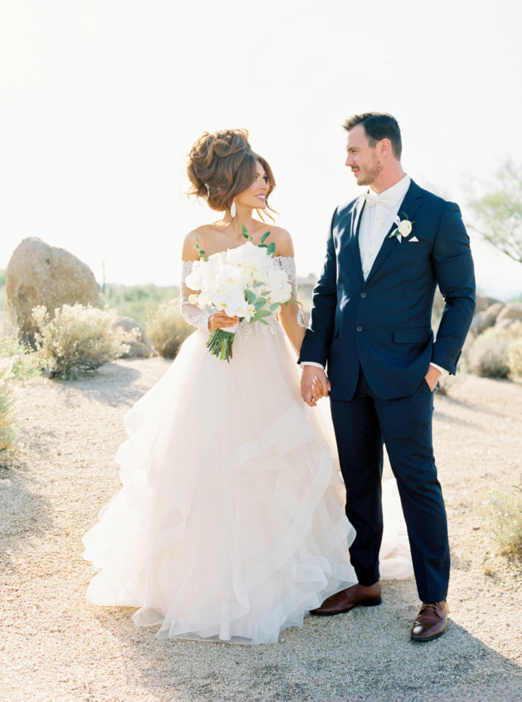 Bride and groom in the desert