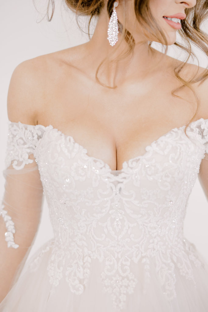 Top of the brides gown