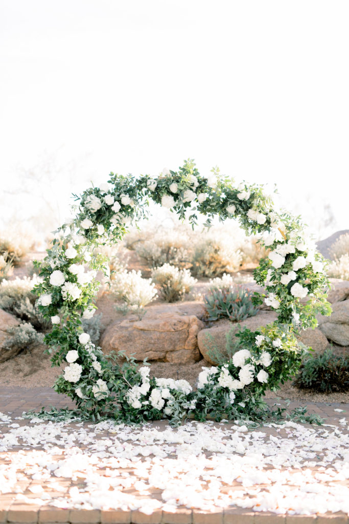 Circle flower arch with flowers
Arizona wedding