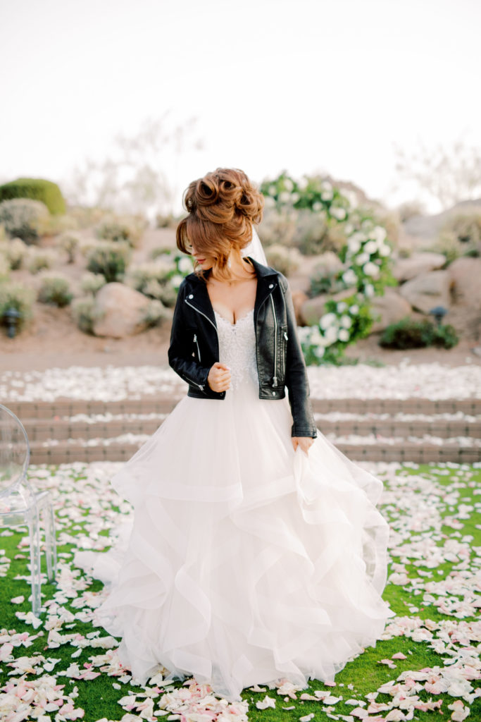 Bride in her leather jacket