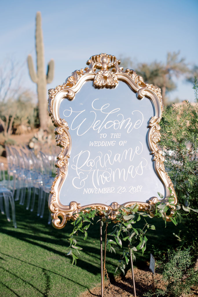 Wedding mirror with calligraphy 